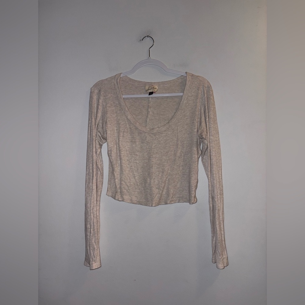 Universal Thread | Cream Ribbed Cropped Longsleeve
